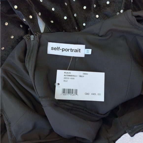 *NWT* SELF-PORTRAIT Self-Portrait Black Velvet Crystal Embellished Asymmetrical - Picture 6 of 6